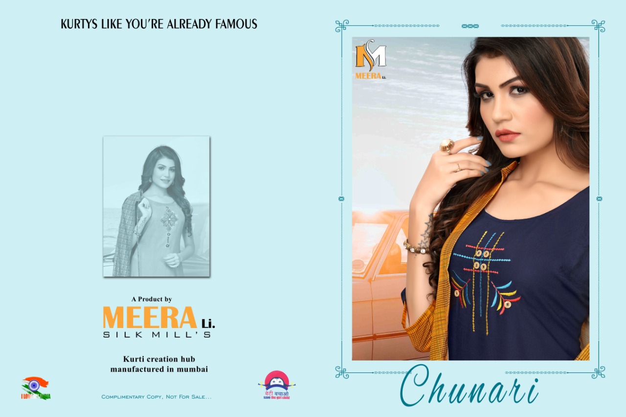 Meerali Silk Mills Present Chunari Vol 1 Party Wear Kurtis With Shrug Collection.