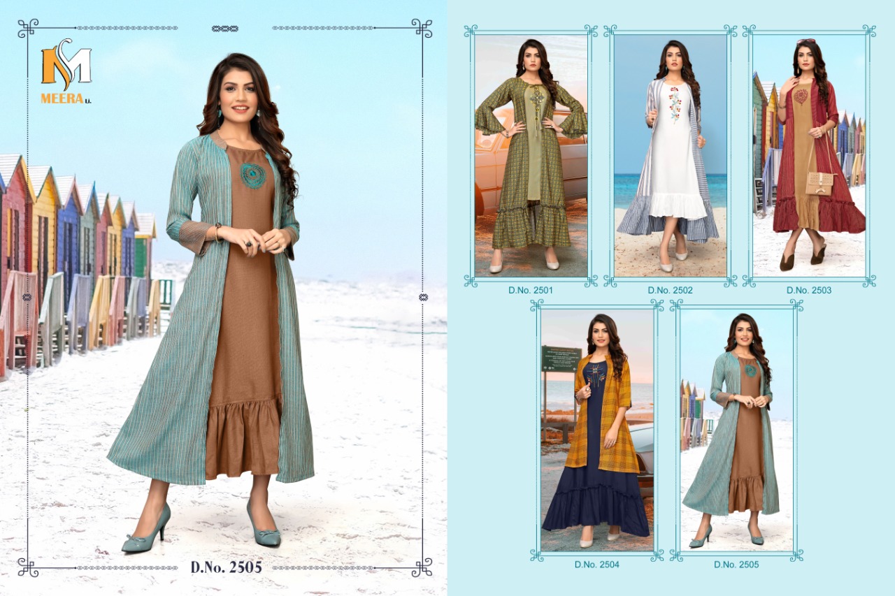 Meerali Silk Mills Present Chunari Vol 1 Party Wear Kurtis With Shrug Collection.