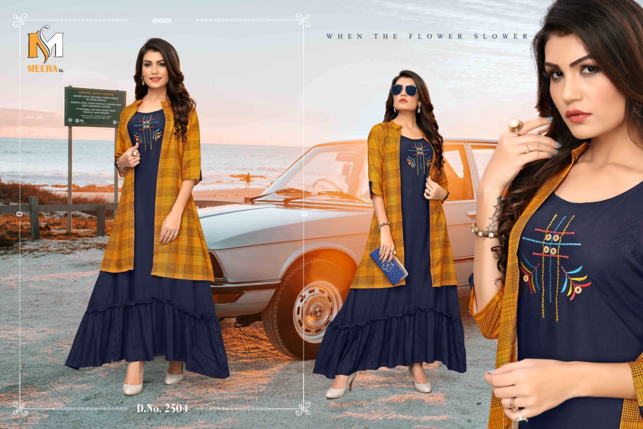 Meerali Silk Mills Present Chunari Vol 1 Party Wear Kurtis With Shrug Collection.