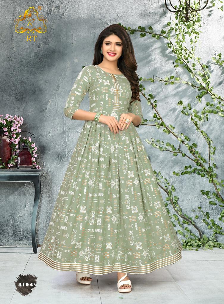 Rijiya Trends Present Shiny Festival Wear Round Printed Kurtis Collection.