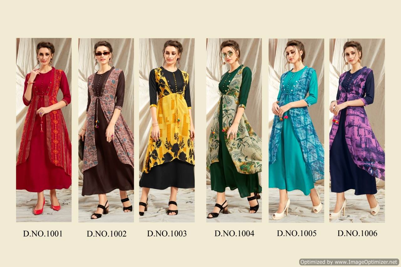 Vf By Impression Printed Designer Kurtis With Shrug Catalogue