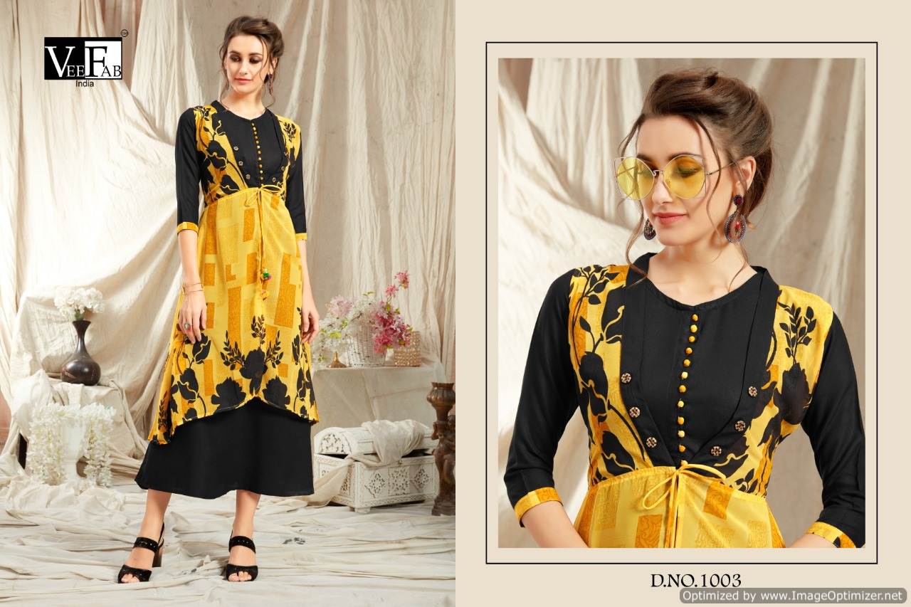 Vf By Impression Printed Designer Kurtis With Shrug Catalogue