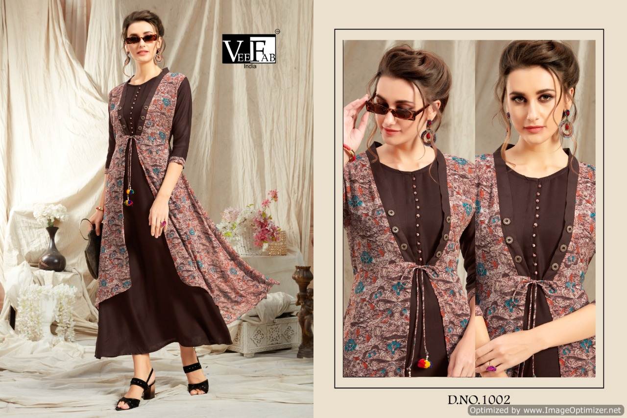 Vf By Impression Printed Designer Kurtis With Shrug Catalogue