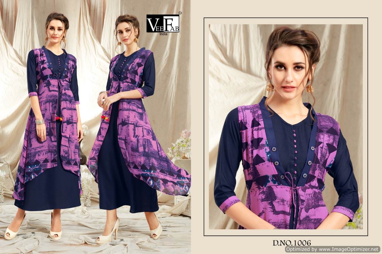 Vf By Impression Printed Designer Kurtis With Shrug Catalogue