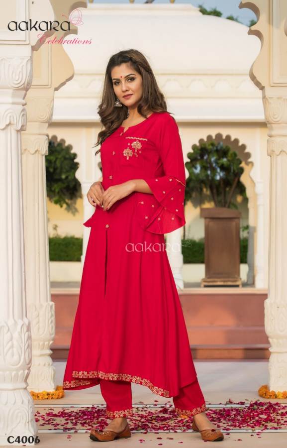 Aakara Celebrations Vol 4 Festive Wear Stylish Kurti And Bottom Catalogue