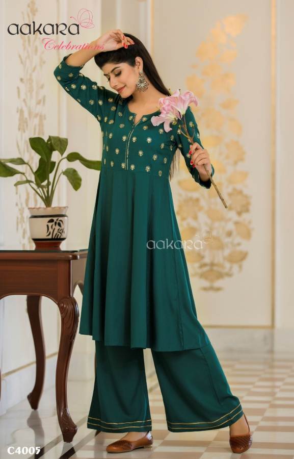 Aakara Celebrations Vol 4 Festive Wear Stylish Kurti And Bottom Catalogue