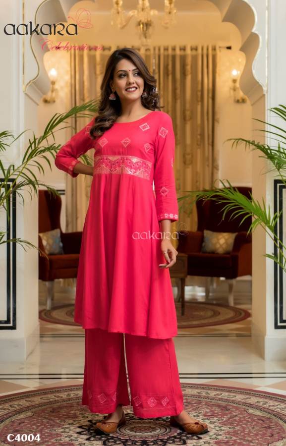 Aakara Celebrations Vol 4 Festive Wear Stylish Kurti And Bottom Catalogue