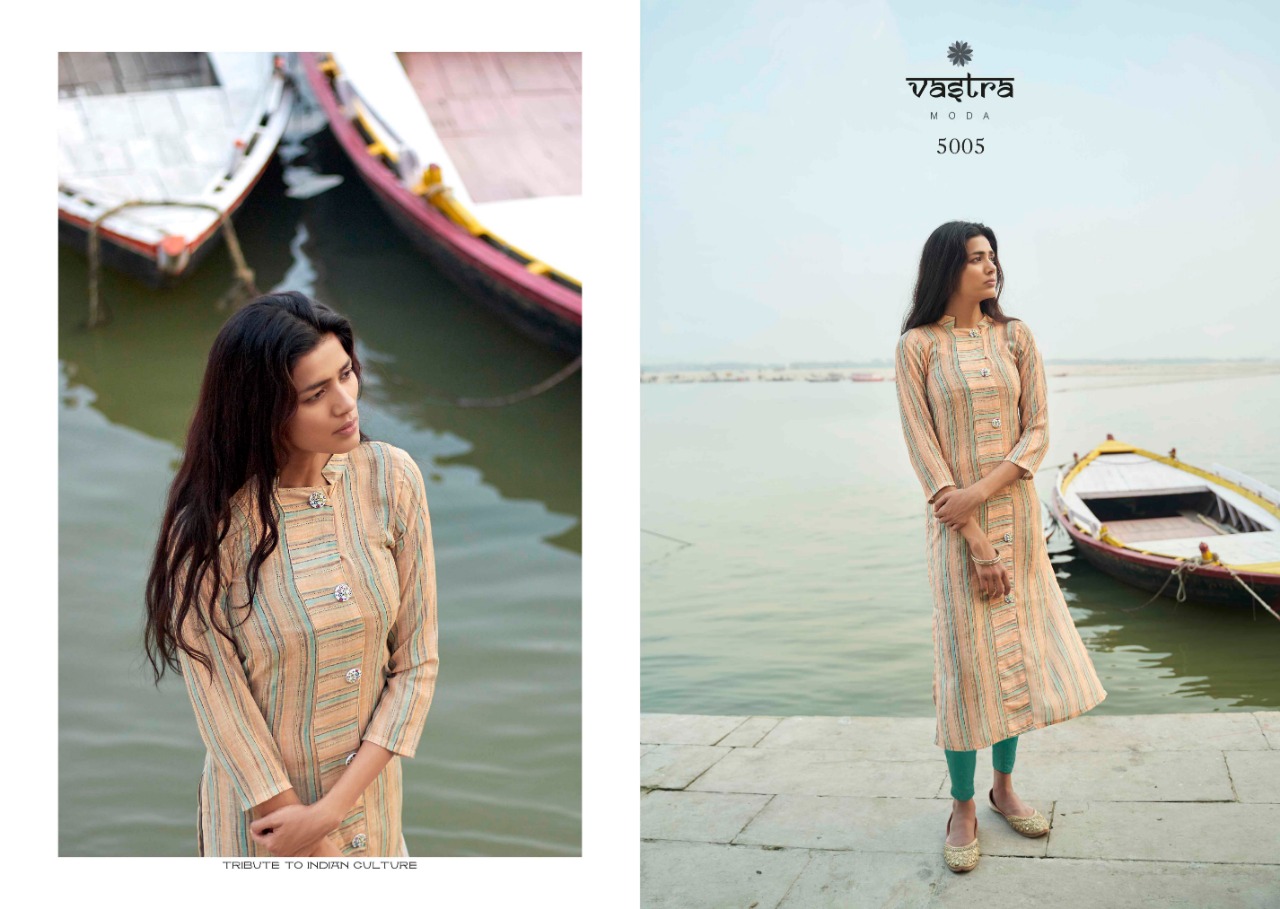 Vastra Moda Present Benaras Vol 1 Casual Wear Kurtis Collection.