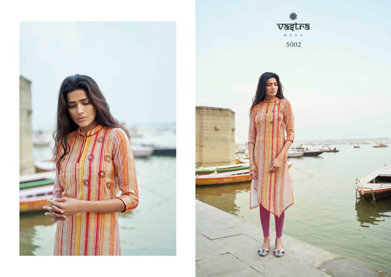 Vastra Moda Present Benaras Vol 1 Casual Wear Kurtis Collection.