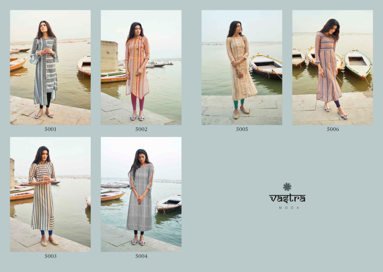 Vastra Moda Present Benaras Vol 1 Casual Wear Kurtis Collection.