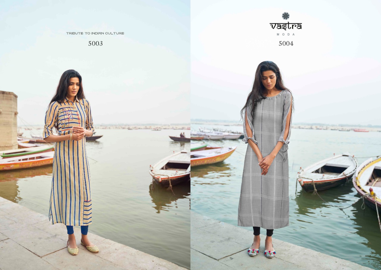 Vastra Moda Present Benaras Vol 1 Casual Wear Kurtis Collection.