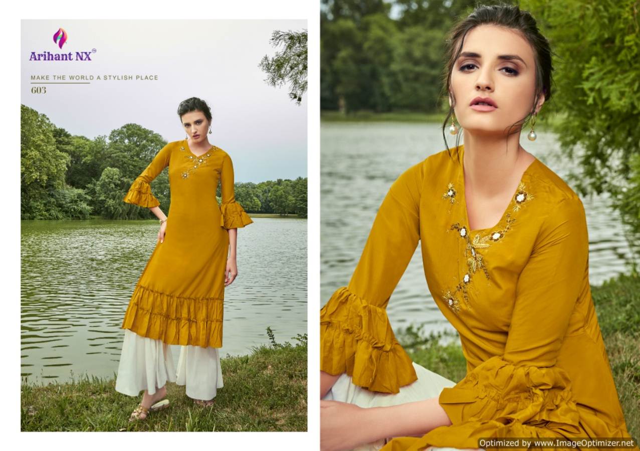 Arihant By Glorious Rich Look Muslin Silk Kurti With Bottom