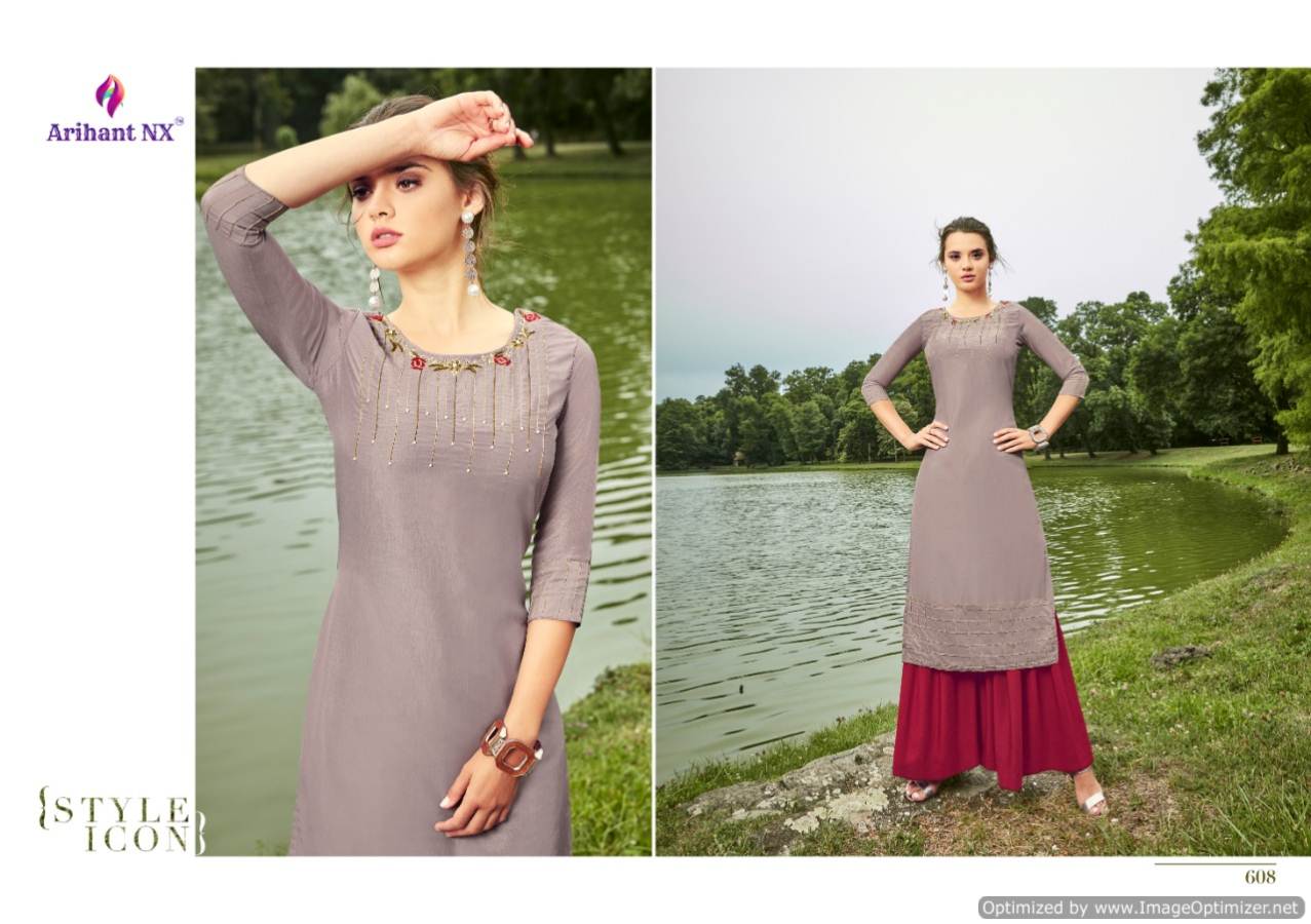 Arihant By Glorious Rich Look Muslin Silk Kurti With Bottom