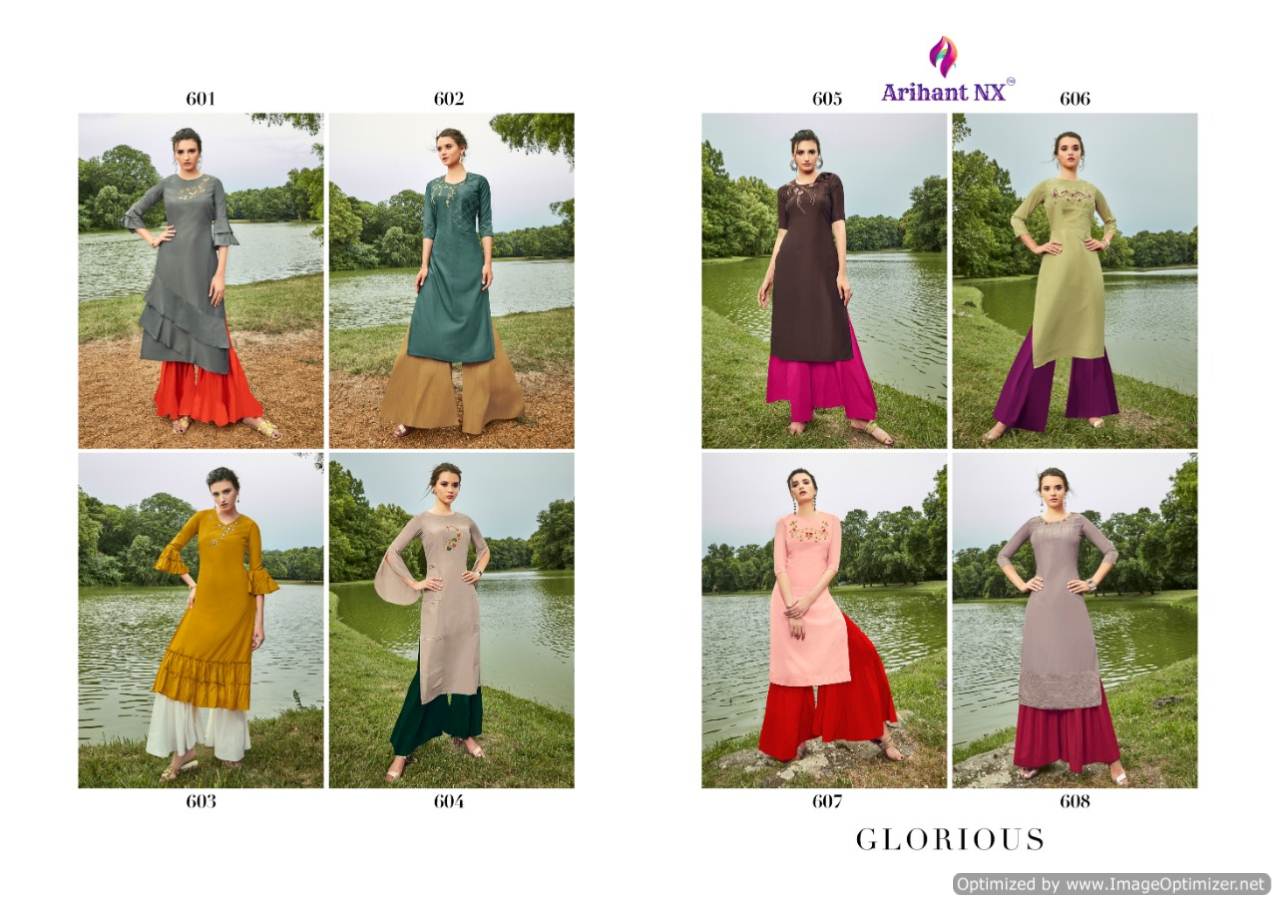 Arihant By Glorious Rich Look Muslin Silk Kurti With Bottom