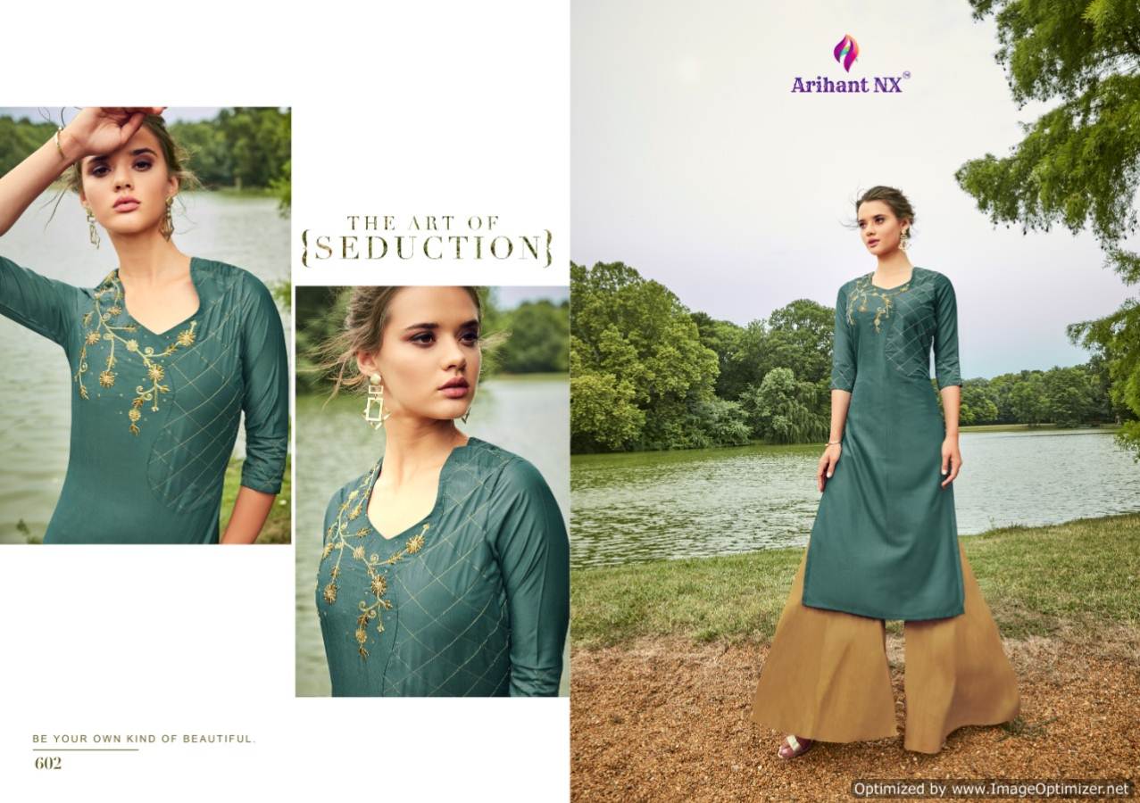 Arihant By Glorious Rich Look Muslin Silk Kurti With Bottom