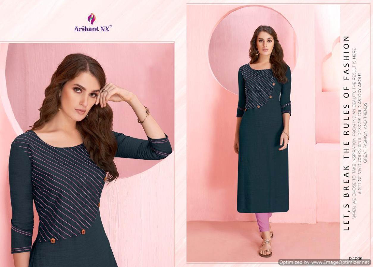 Arihant By Rozmin Two Tone Running Wear Rayon Kurtis Catalogue