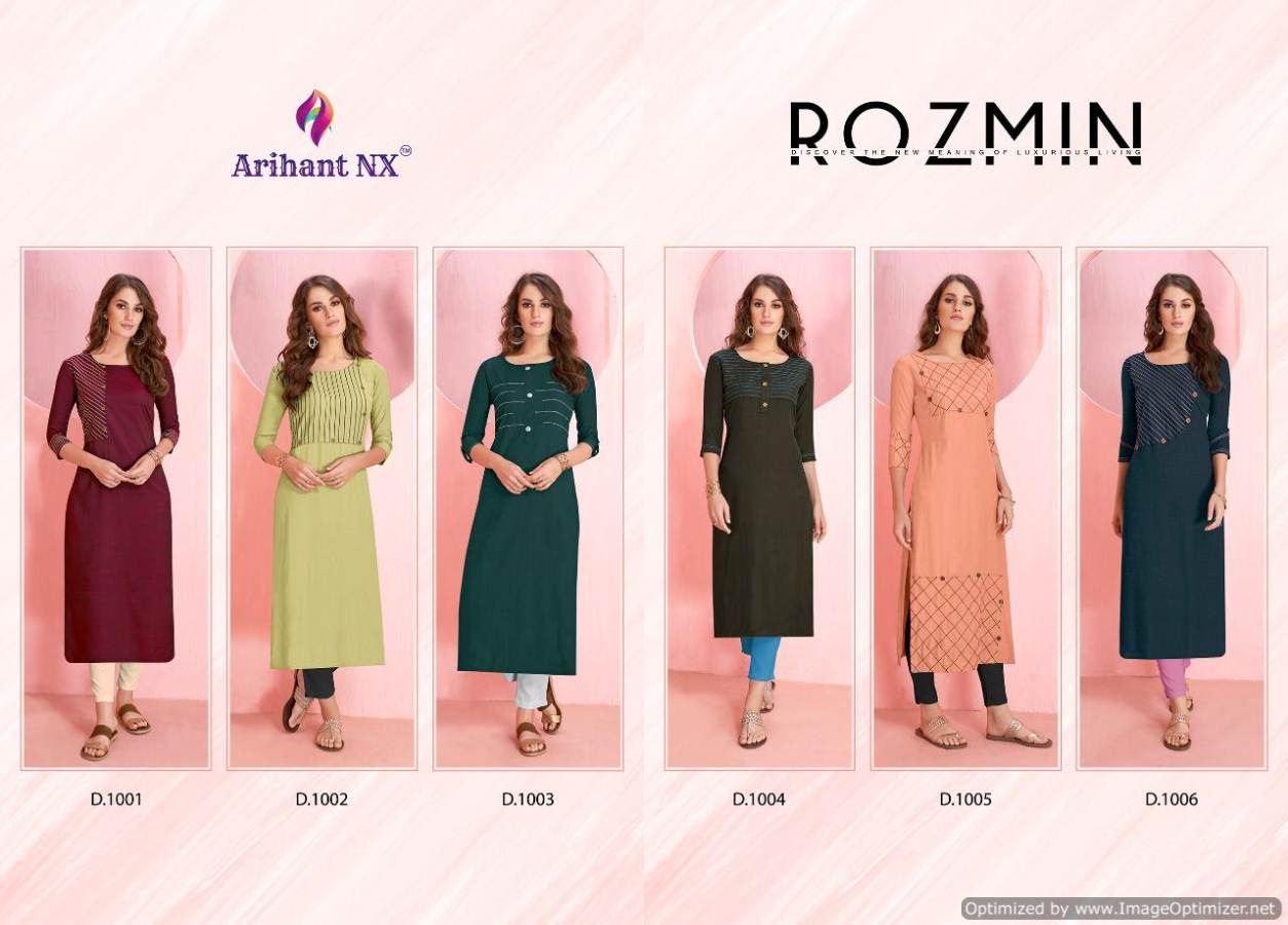 Arihant By Rozmin Two Tone Running Wear Rayon Kurtis Catalogue