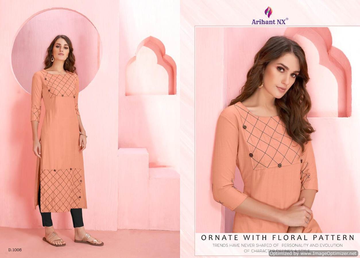 Arihant By Rozmin Two Tone Running Wear Rayon Kurtis Catalogue