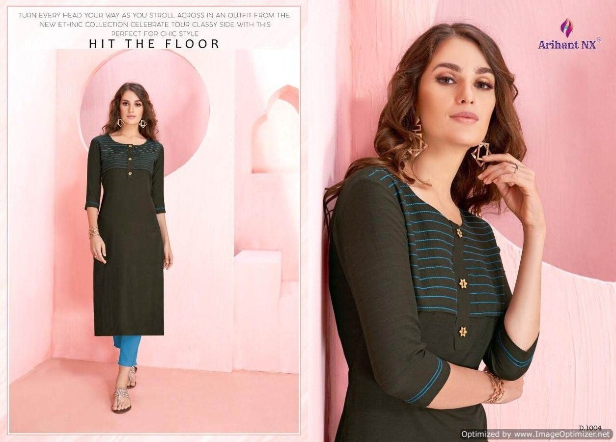 Arihant By Rozmin Two Tone Running Wear Rayon Kurtis Catalogue