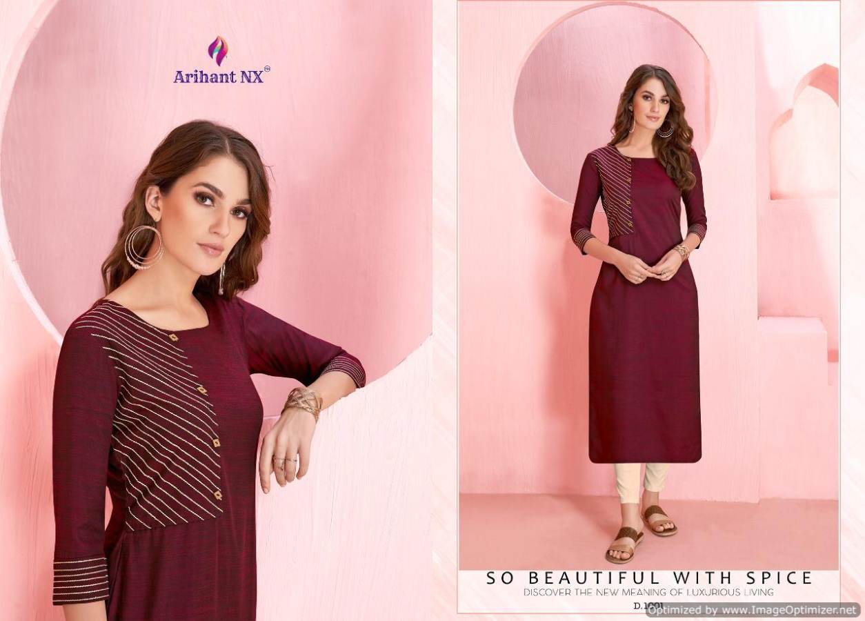 Arihant By Rozmin Two Tone Running Wear Rayon Kurtis Catalogue