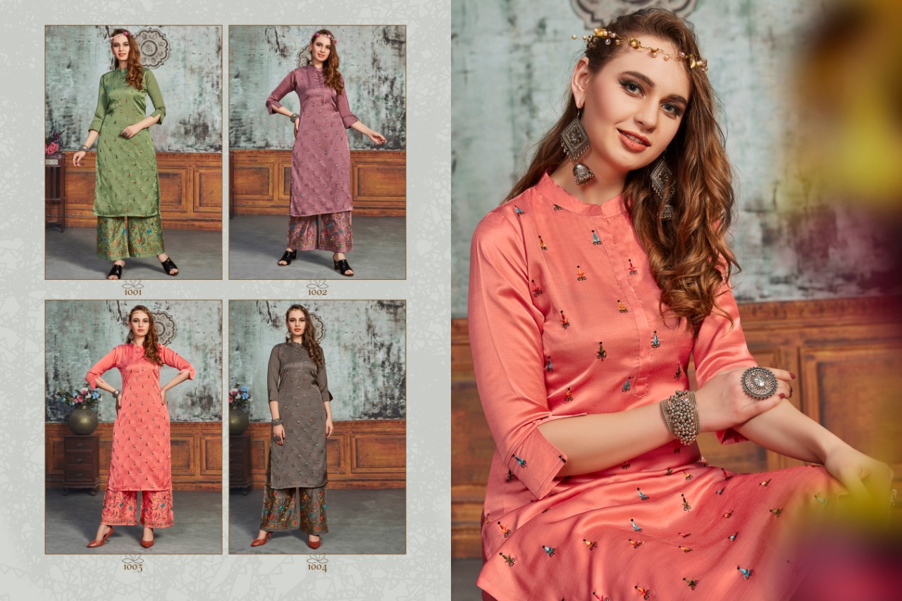 Gallberry Present Elisa Heavy Party Wear Kurtis With Plazzo Collection.