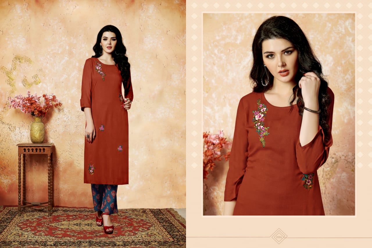 Haivee Present Senorita Designer Kurtis And Plazzo Catalogue.