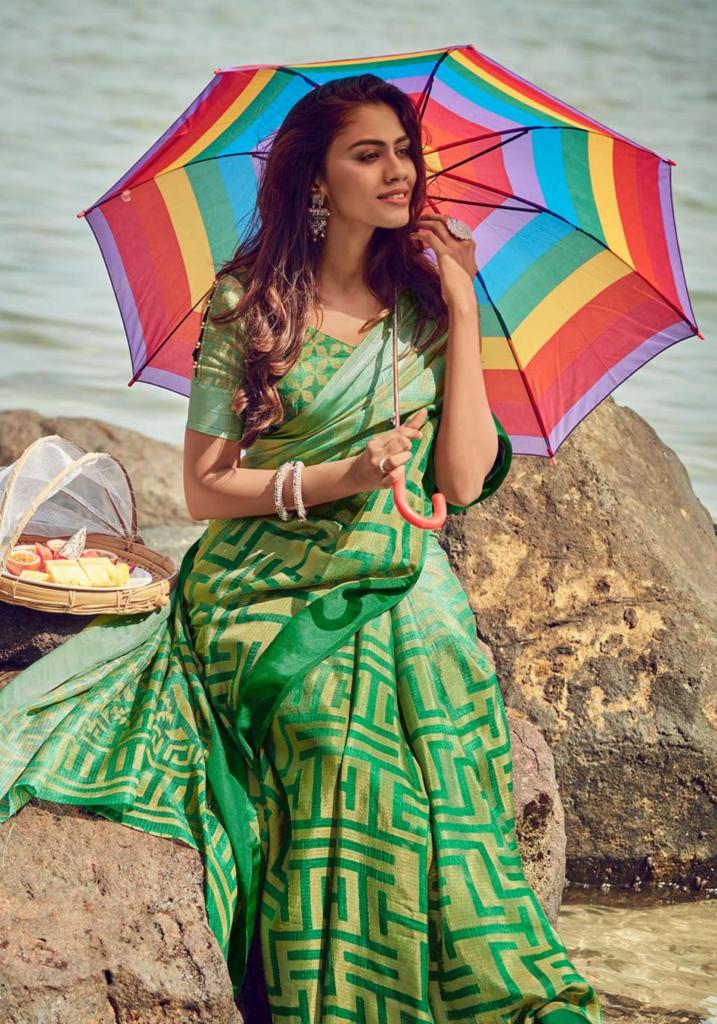 Green Heavy Border Wedding Organza Saree Saree 3098SR02