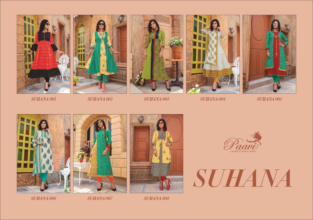 Paavi By Suhana Printed Cotton Long Kurtis Catalogue