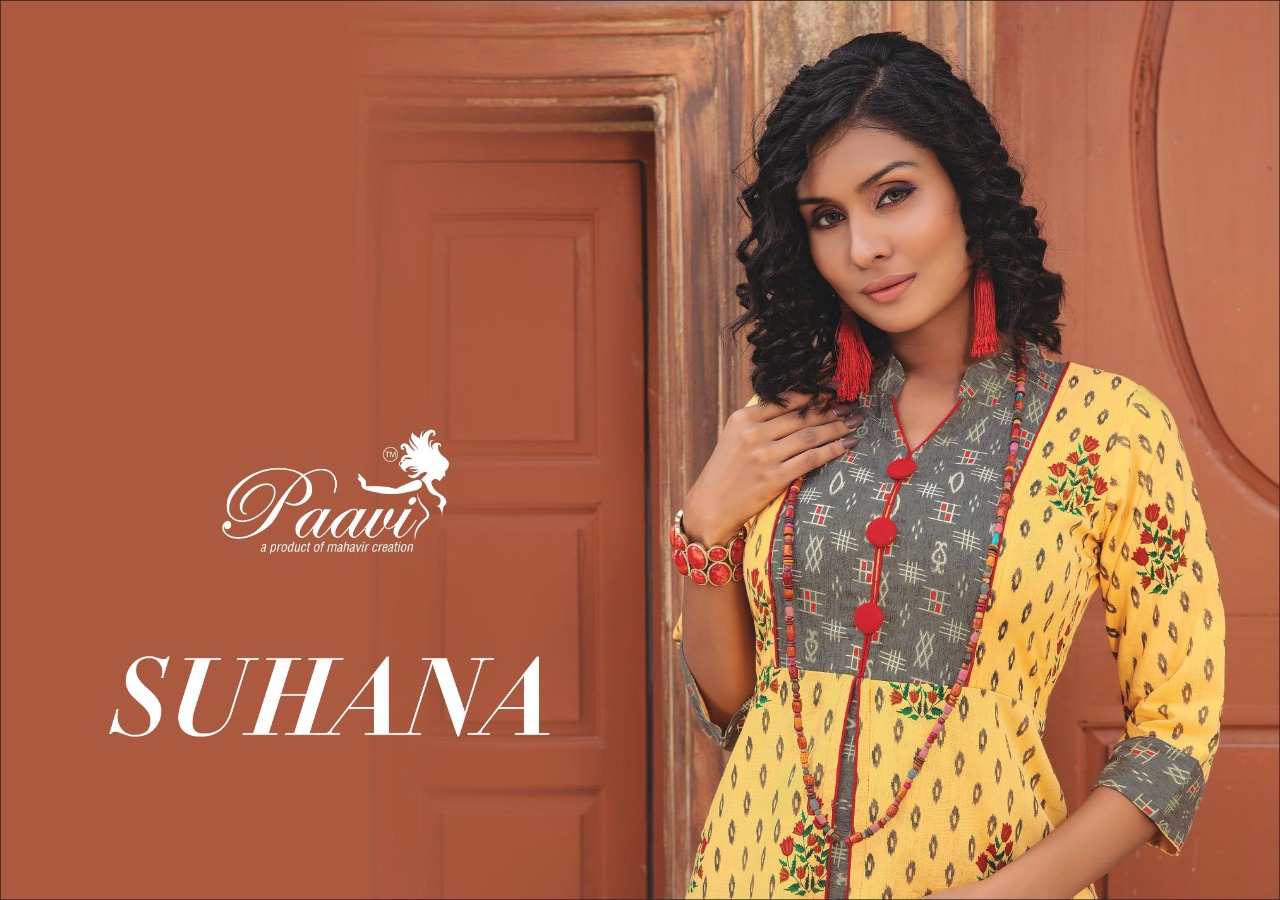 Paavi By Suhana Printed Cotton Long Kurtis Catalogue