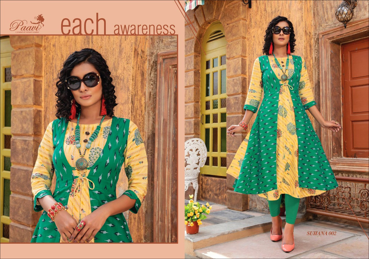 Paavi By Suhana Printed Cotton Long Kurtis Catalogue