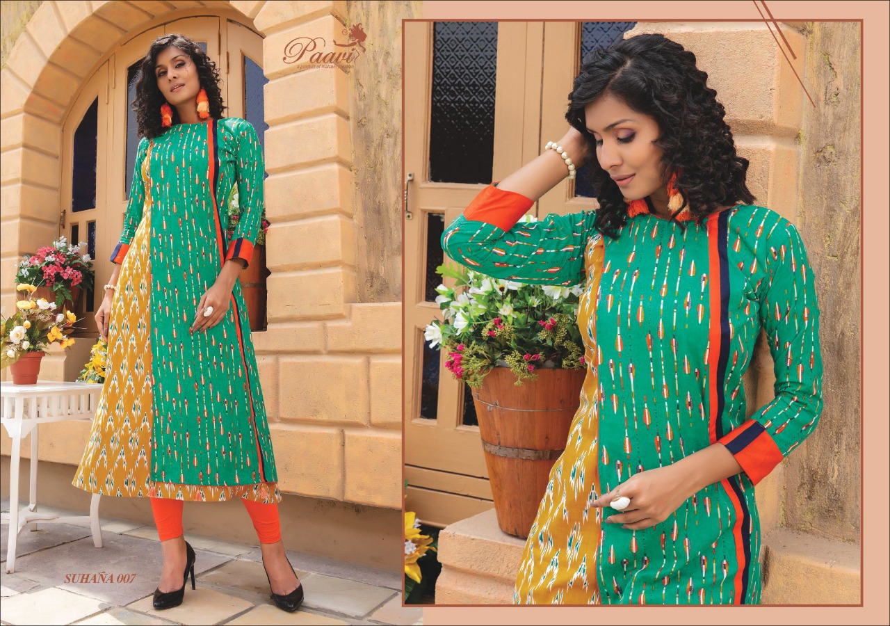 Paavi By Suhana Printed Cotton Long Kurtis Catalogue