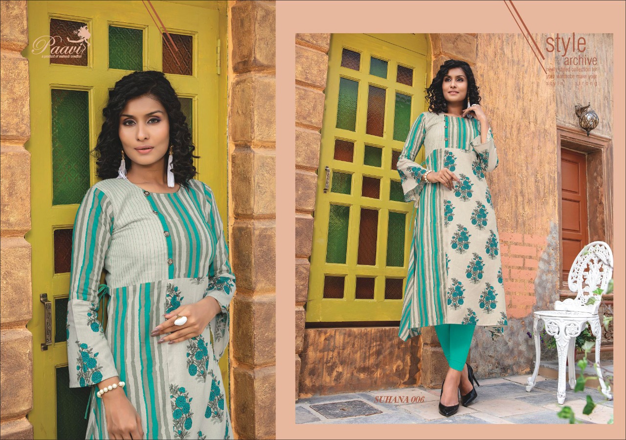 Paavi By Suhana Printed Cotton Long Kurtis Catalogue