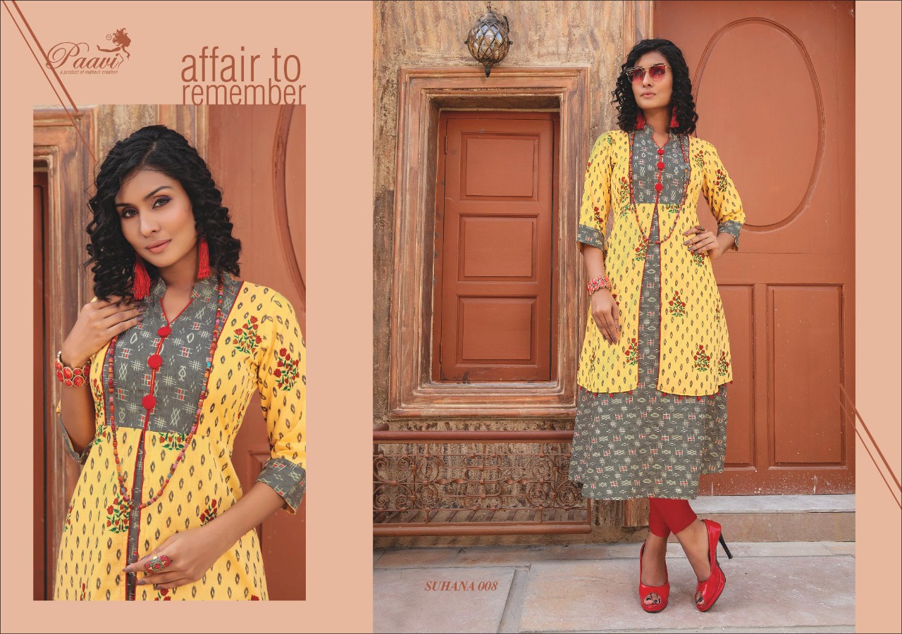 Paavi By Suhana Printed Cotton Long Kurtis Catalogue