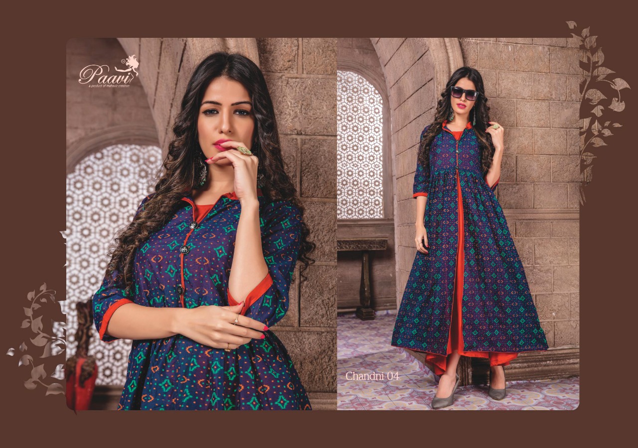 Paavi Present Chandni Designer Rayon Kurti With Koti Catalogue