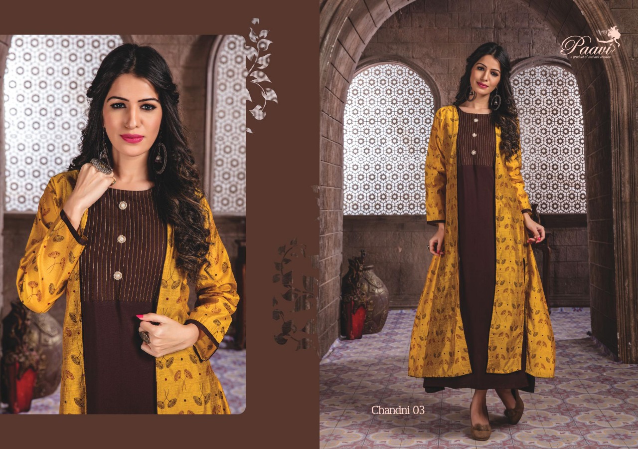 Paavi Present Chandni Designer Rayon Kurti With Koti Catalogue