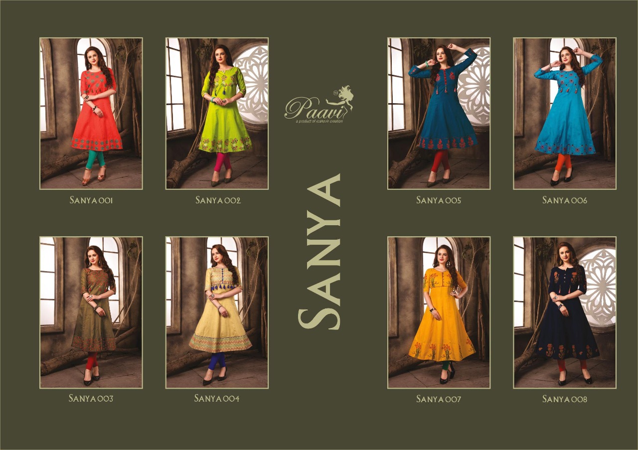 Paavi Present Sanya Casual Wear Designer Kurtis Catalogue