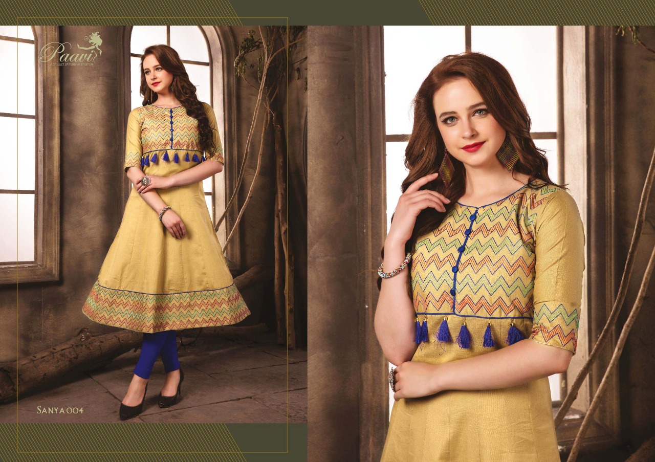 Paavi Present Sanya Casual Wear Designer Kurtis Catalogue