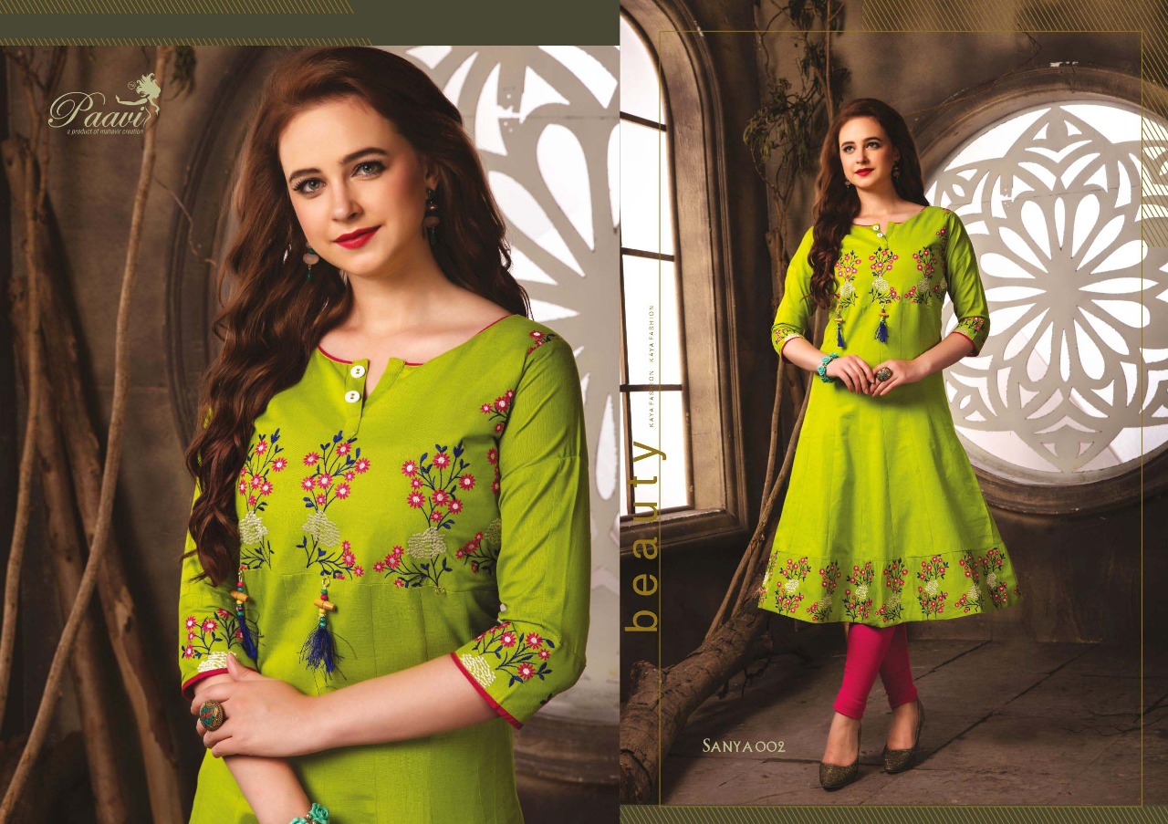 Paavi Present Sanya Casual Wear Designer Kurtis Catalogue