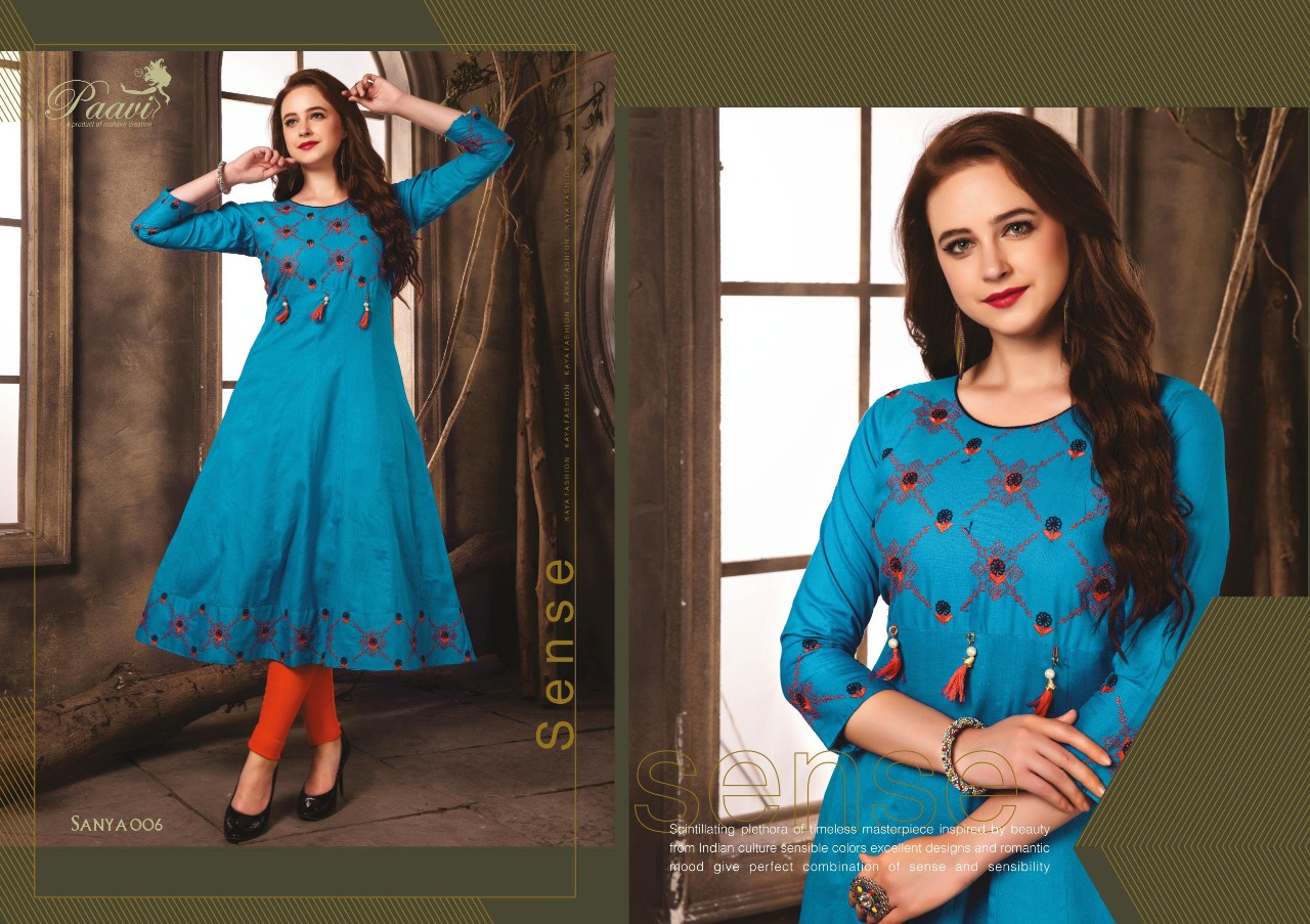 Paavi Present Sanya Casual Wear Designer Kurtis Catalogue