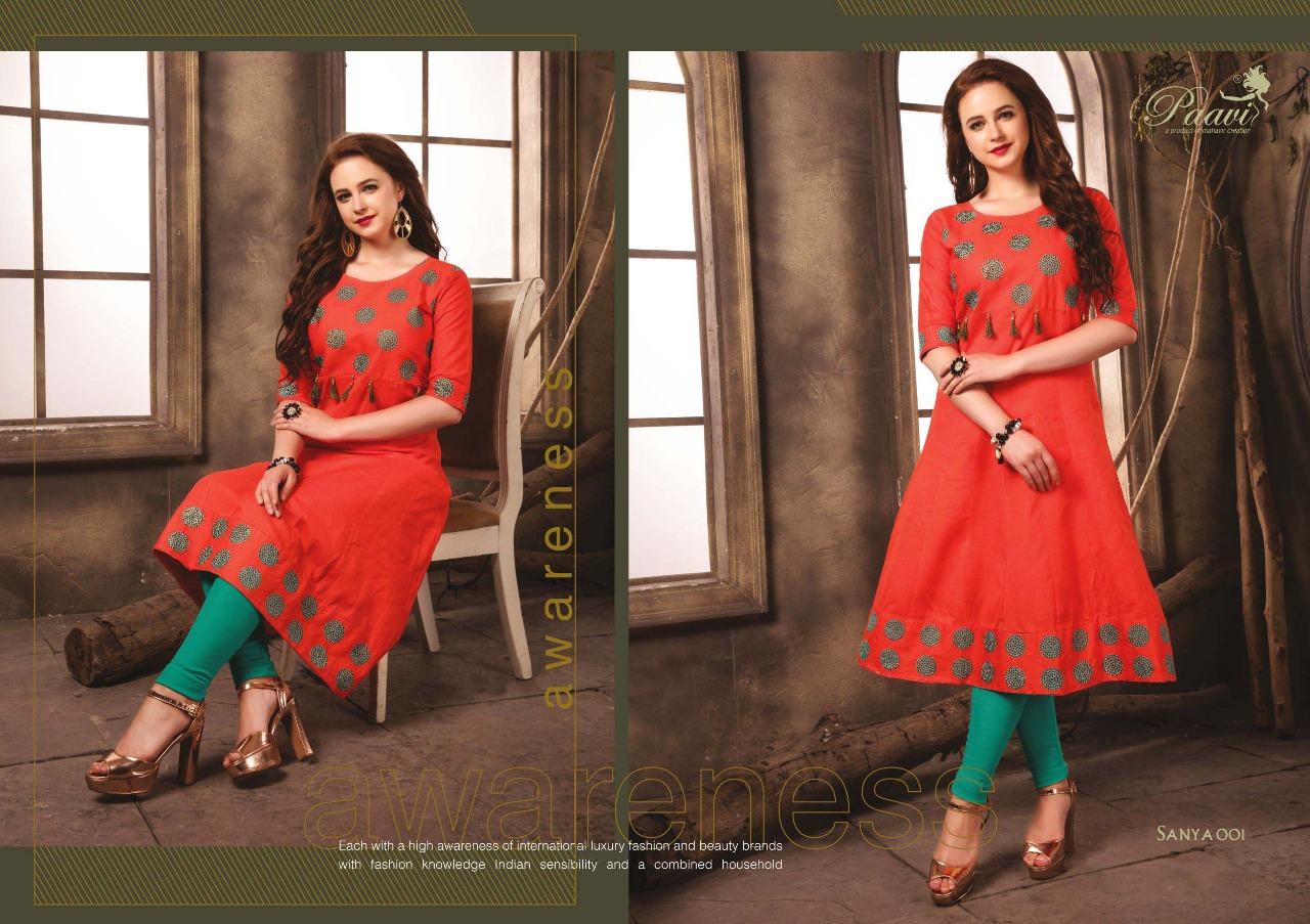 Paavi Present Sanya Casual Wear Designer Kurtis Catalogue