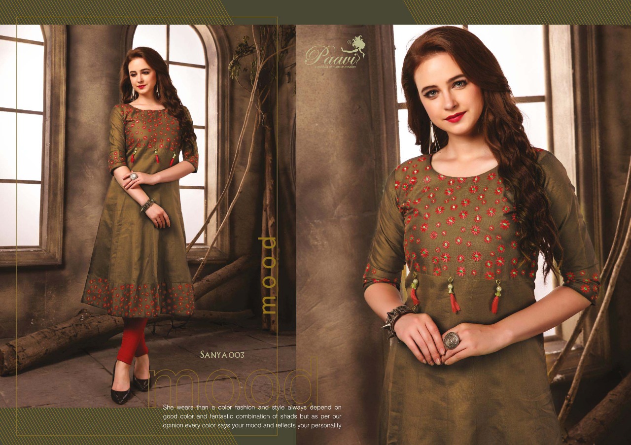 Paavi Present Sanya Casual Wear Designer Kurtis Catalogue