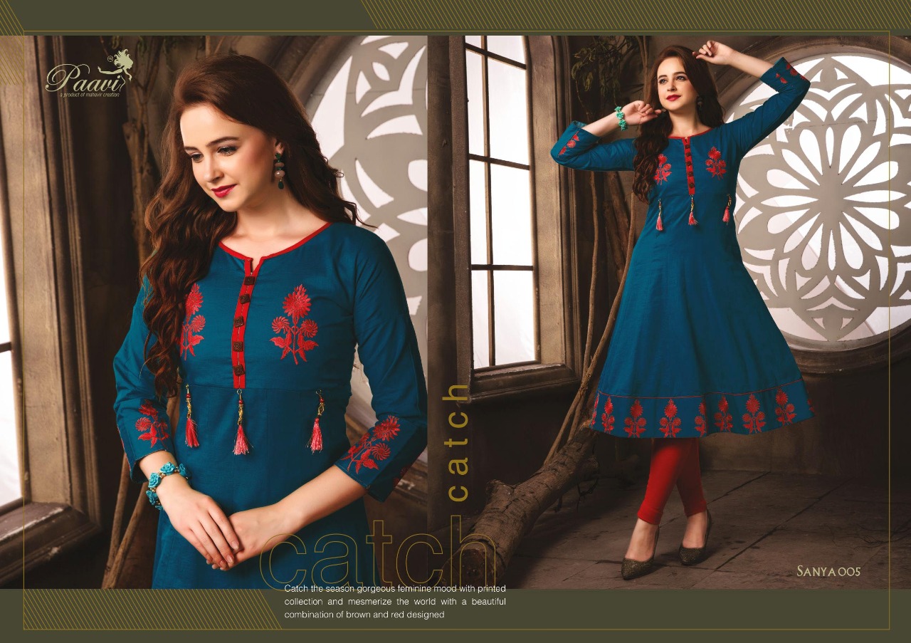 Paavi Present Sanya Casual Wear Designer Kurtis Catalogue