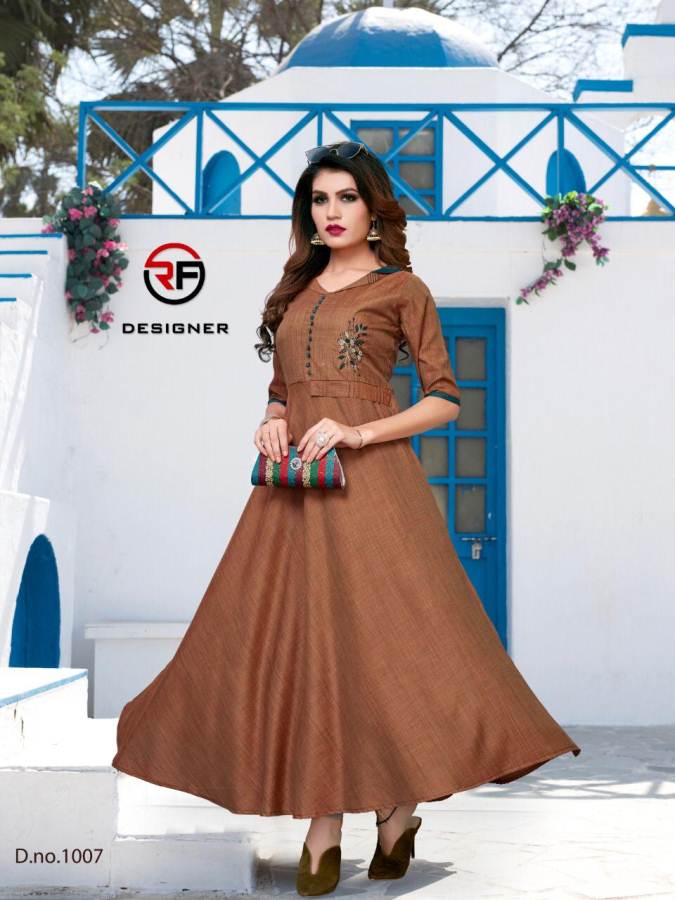 Rf By Rajwadi Vol 4 Two Tone Silk Long Gown Style Kurtis Catalogue