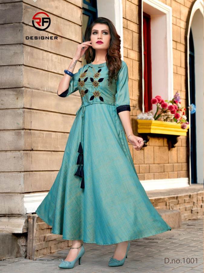 Rf By Rajwadi Vol 4 Two Tone Silk Long Gown Style Kurtis Catalogue