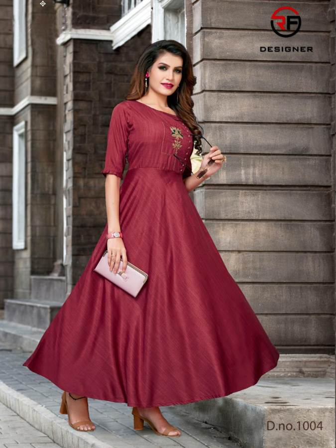 Rf By Rajwadi Vol 4 Two Tone Silk Long Gown Style Kurtis Catalogue