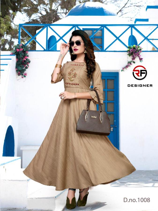 Rf By Rajwadi Vol 4 Two Tone Silk Long Gown Style Kurtis Catalogue