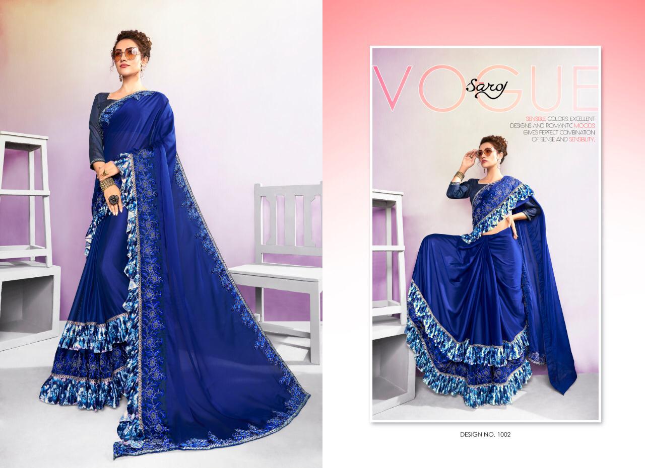 Saroj By Tani Bani Designer Silk Digital Satin Patta Sarees Catalogue