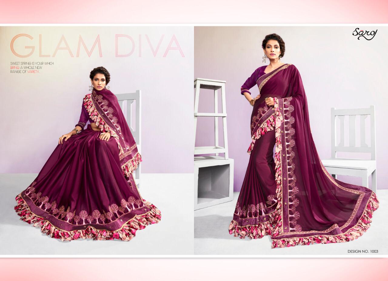 Saroj By Tani Bani Designer Silk Digital Satin Patta Sarees Catalogue