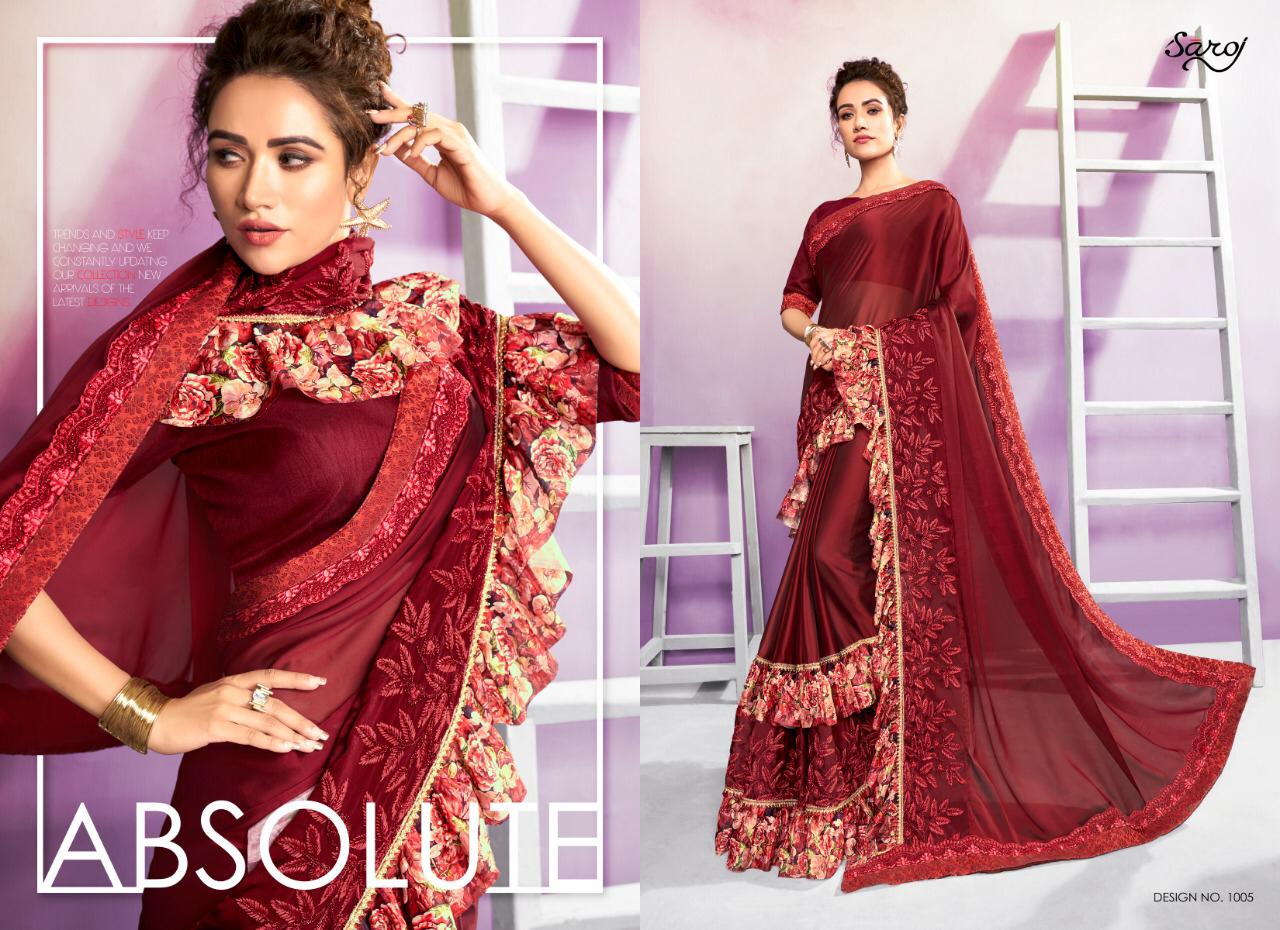 Saroj By Tani Bani Designer Silk Digital Satin Patta Sarees Catalogue