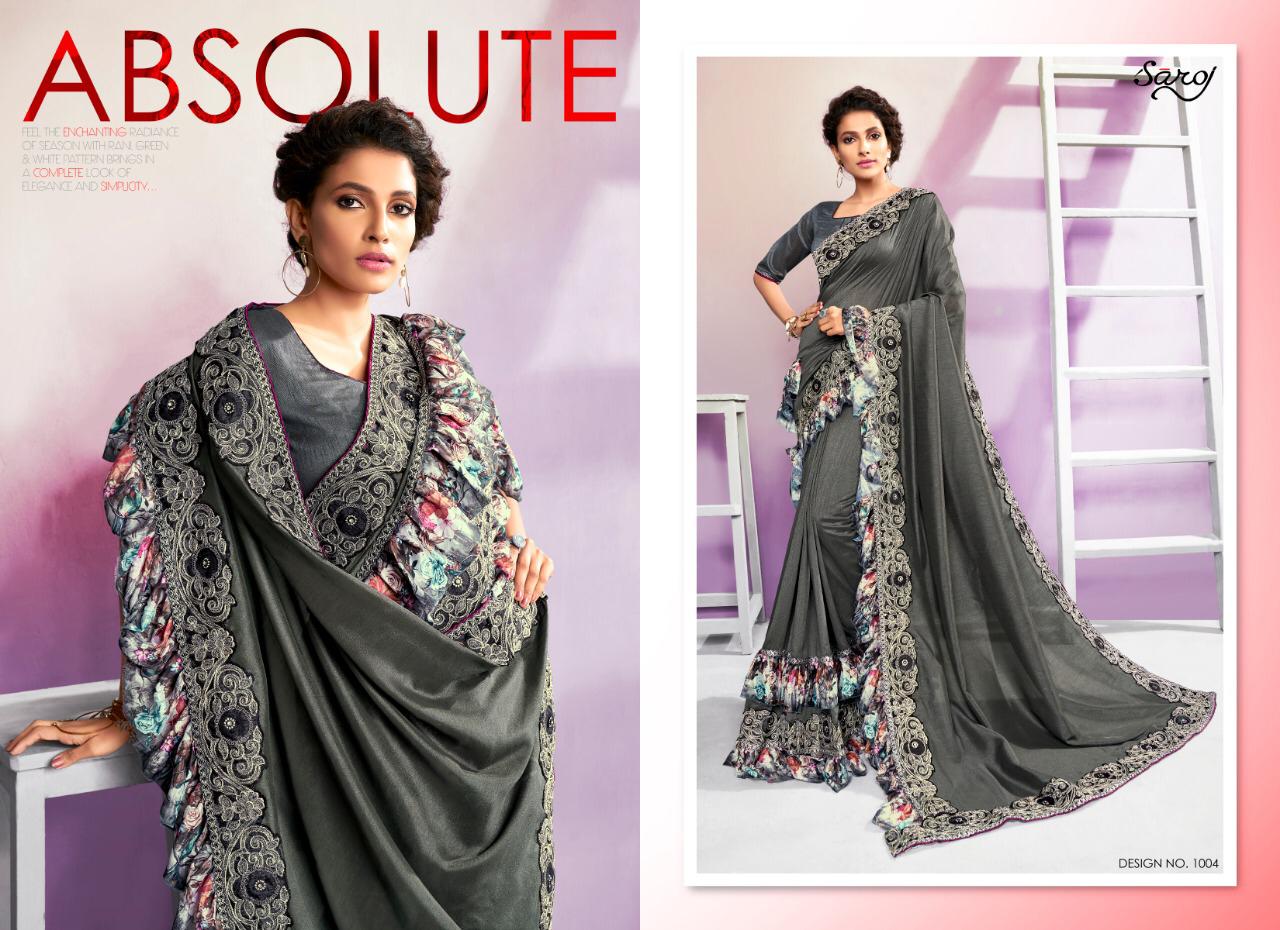 Saroj By Tani Bani Designer Silk Digital Satin Patta Sarees Catalogue